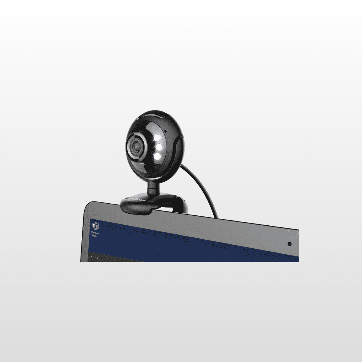Webcam USB com microfone embutido e luzes LED integradas